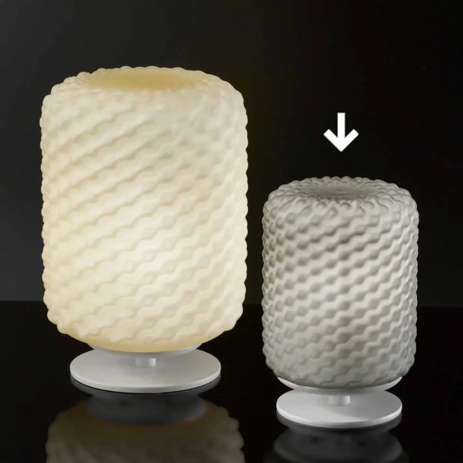 Selene Domino lampada da tavolo Ø15 H22cm,vetro soffiato fatta a mano  Viadurini