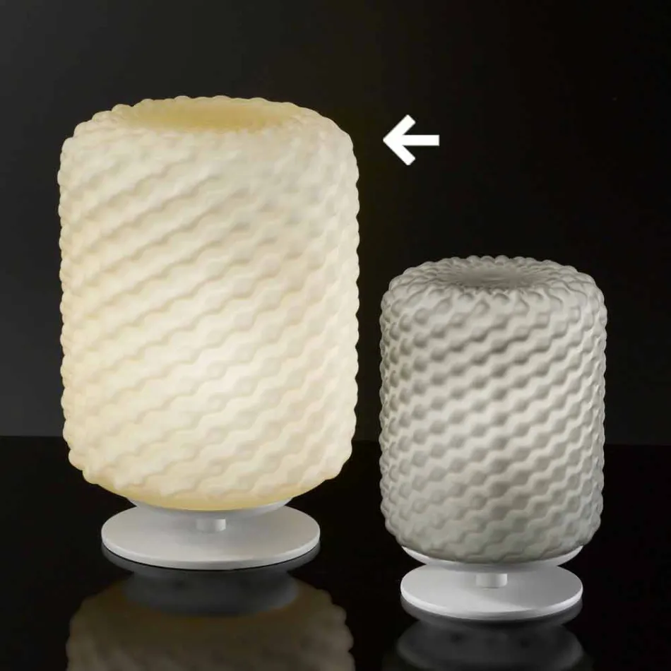 Selene Domino lampada da tavolo Ø21 H30cm,vetro soffiato made in Italy Viadurini