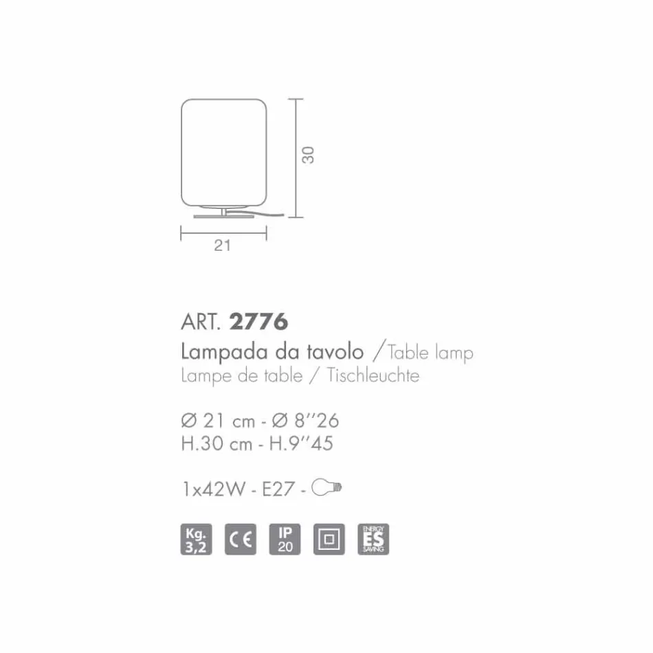 Selene Domino lampada da tavolo Ø21 H30cm,vetro soffiato made in Italy Viadurini