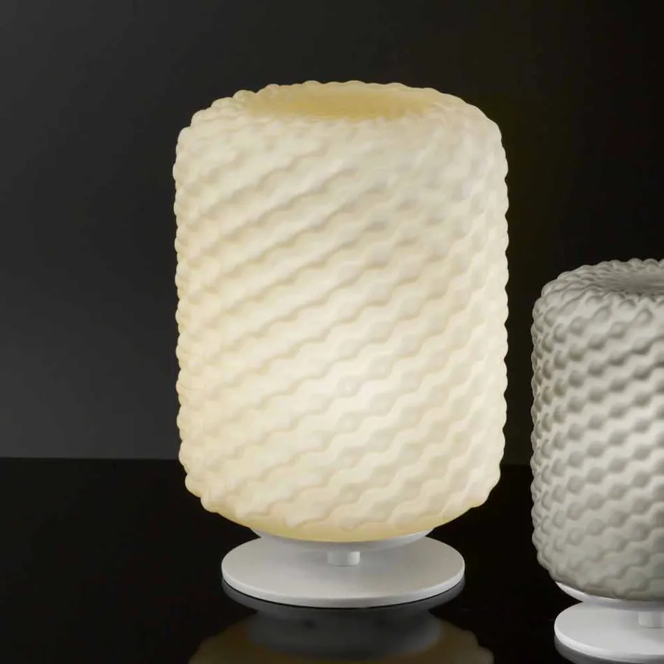 Selene Domino lampada da tavolo Ø21 H30cm,vetro soffiato made in Italy Viadurini