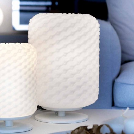 Selene Domino lampada da tavolo Ø21 H30cm,vetro soffiato made in Italy Viadurini