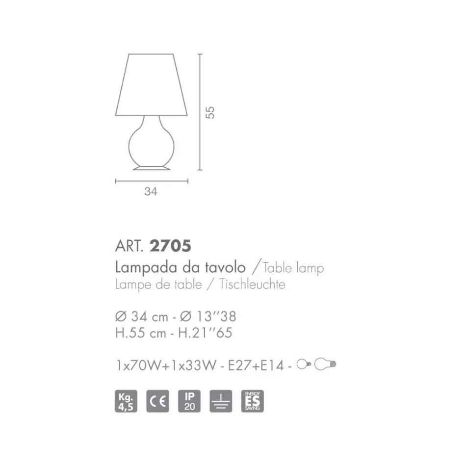 Selene Forever lampada da tavolo in vetro soffiato bianco Ø34 H 55cm  Viadurini