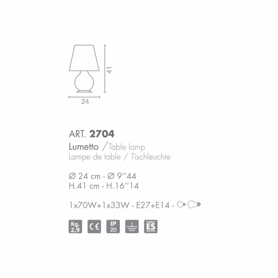 Selene Forever lumetto Ø24 H41cm, vetro soffiato bianco made in Italy Viadurini