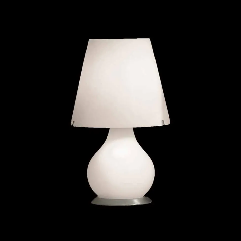 Selene Forever lumetto Ø24 H41cm, vetro soffiato bianco made in Italy Viadurini