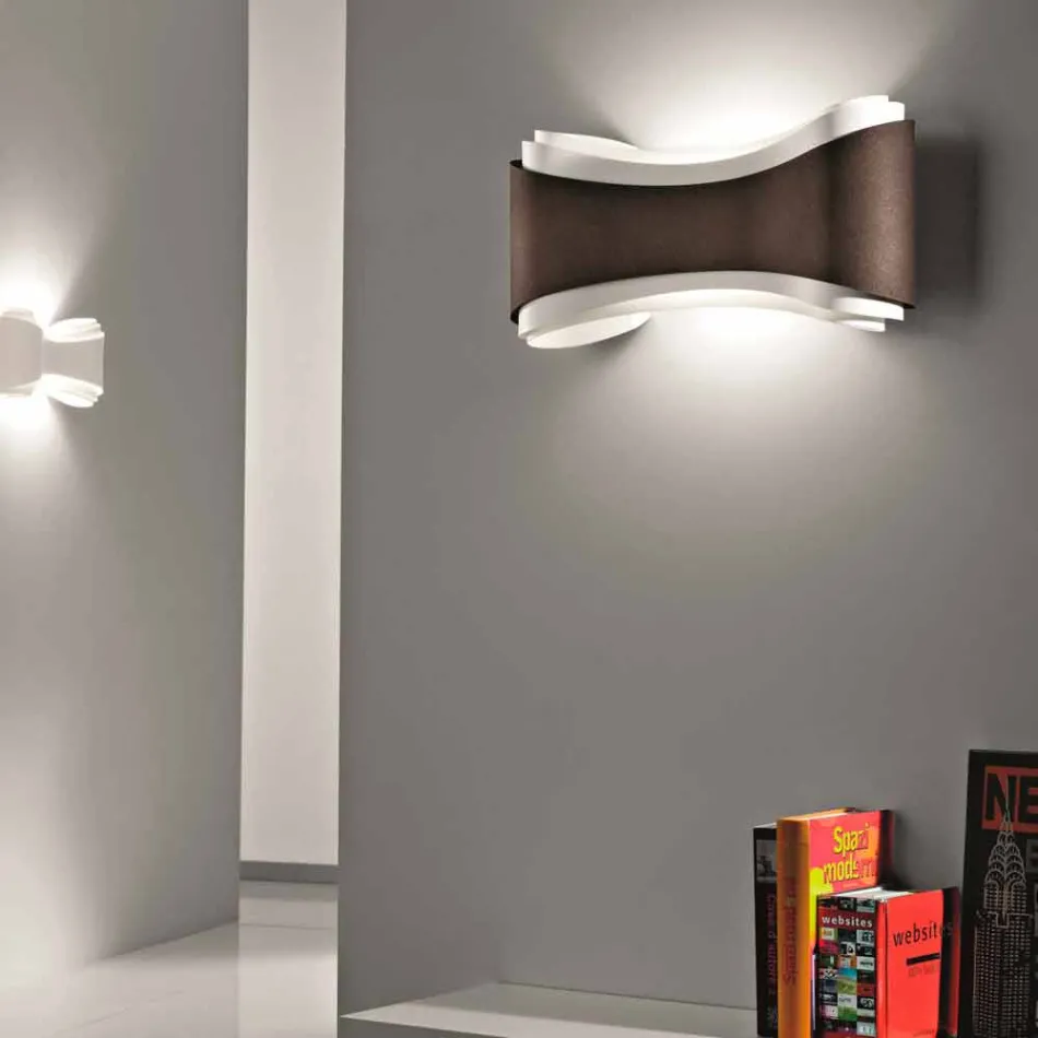 Selene Ionica lampada a muro made in Italy,40x12H20cm, acciaio e vetro Viadurini