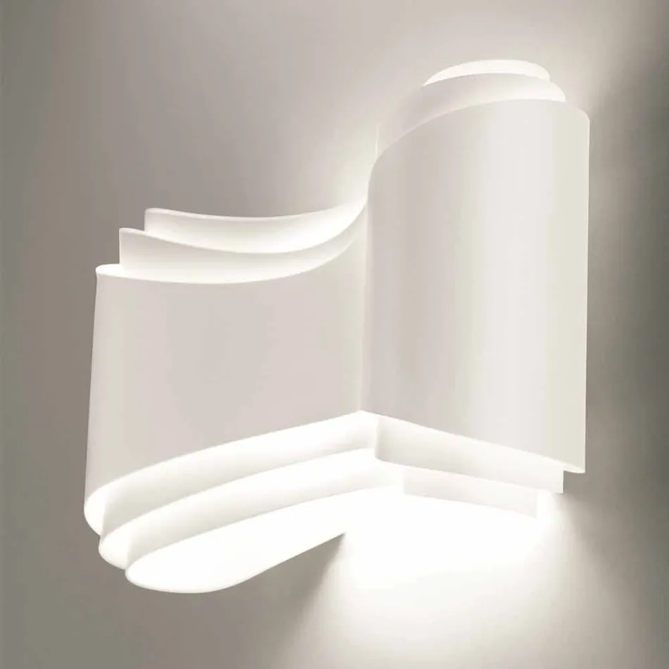 Selene Ionica lampada a muro made in Italy,40x12H20cm, acciaio e vetro Viadurini