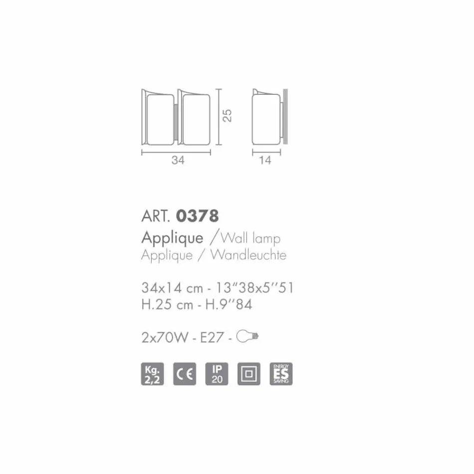 Selene Papiro applique in cristallo satinato 34x14 H25cm made in Italy Viadurini