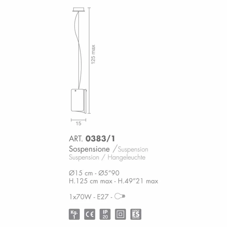 Selene Papiro lampada a sospensione moderna in cristallo Ø15 H 125cm Viadurini