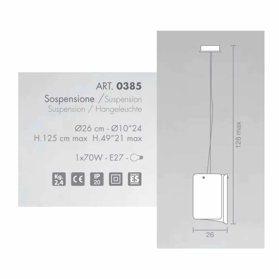 Selene Papiro lampada a sospensione moderna in cristallo Ø26 H 125cm Viadurini