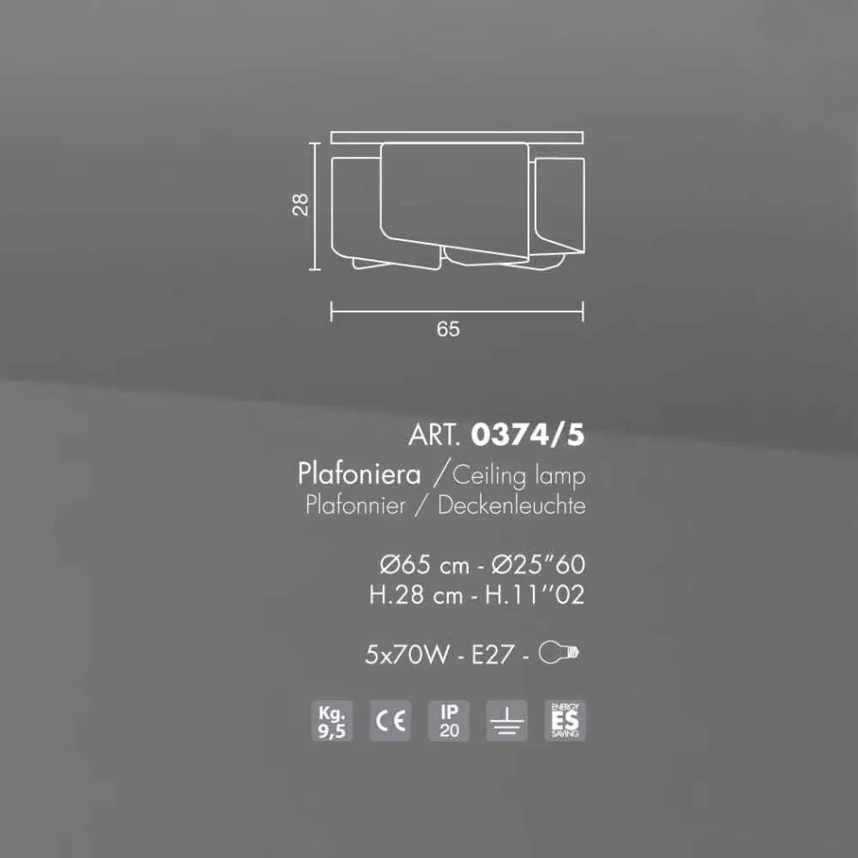 Selene Papiro plafoniera in cristallo moderna Ø65 H28cm, made in Italy Viadurini