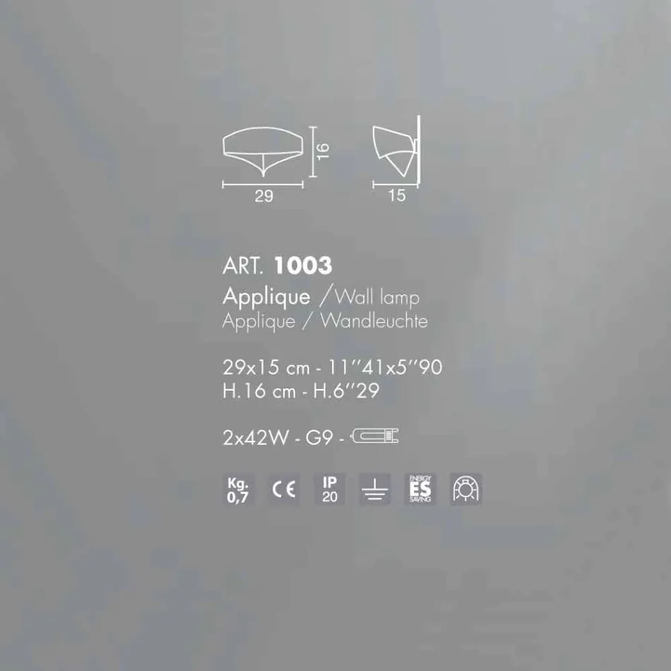 Selene Scudo lampada a parete galvanico design moderno, made in Italy Viadurini