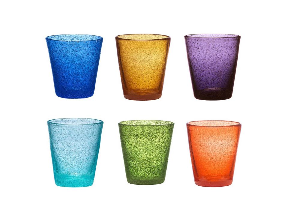 Servizio 12 Bicchieri Colorati in Vetro Soffiato dal Design Moderno - Pumba Viadurini