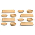 Servizio 12 Piatti Rettangolari e Tondi Colorati Moderni Design in Gres - Simba Viadurini