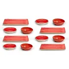 Servizio 12 Piatti Rettangolari e Tondi Colorati Moderni Design in Gres - Simba Viadurini