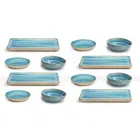 Servizio 12 Piatti Rettangolari e Tondi Colorati Moderni Design in Gres - Simba Viadurini