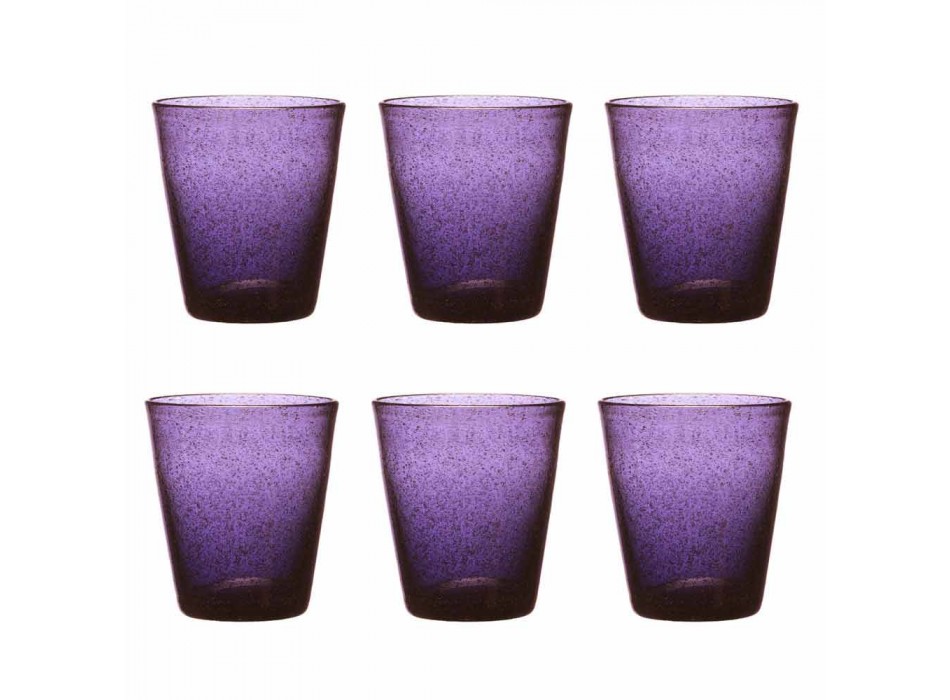 Servizio 6 Bicchieri Colorati in Vetro Soffiato dal Design Moderno - Pumba Viadurini