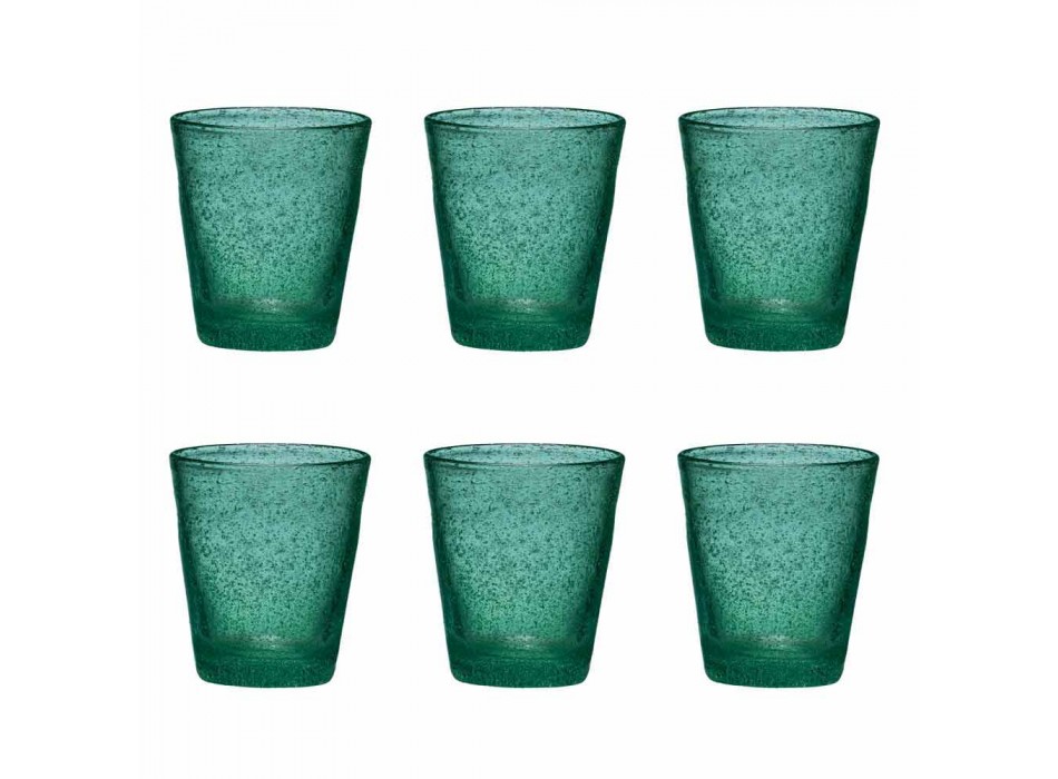Servizio 6 Bicchieri Colorati in Vetro Soffiato dal Design Moderno - Pumba Viadurini