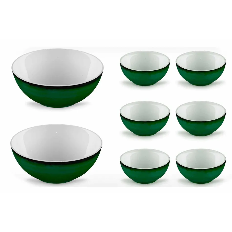 Servizio 6 Coppette per Gelato e 2 Ciotole in Porcellana Colorata - Rurolo Viadurini