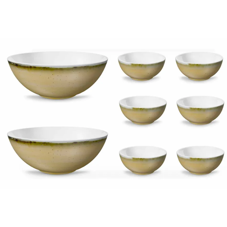 Servizio 6 Coppette per Gelato e 2 Ciotole in Porcellana Colorata - Rurolo Viadurini