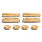 Servizio 8 Piatti Moderni Design Rettangolare e Ciotola in Gres Colorati - Simba Viadurini