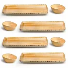 Servizio 8 Piatti Moderni Design Rettangolare e Ciotola in Gres Colorati - Simba Viadurini