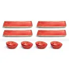 Servizio 8 Piatti Moderni Design Rettangolare e Ciotola in Gres Colorati - Simba Viadurini