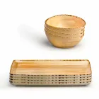 Servizio 8 Piatti Moderni Design Rettangolare e Ciotola in Gres Colorati - Simba Viadurini