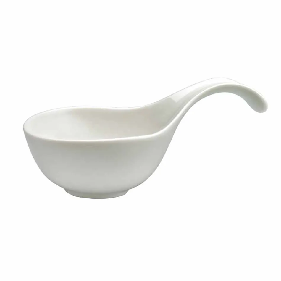 Servizio Aperitivo 12 Pezzi Piatti Design in Porcellana Bianca Moderni - Nalah Viadurini