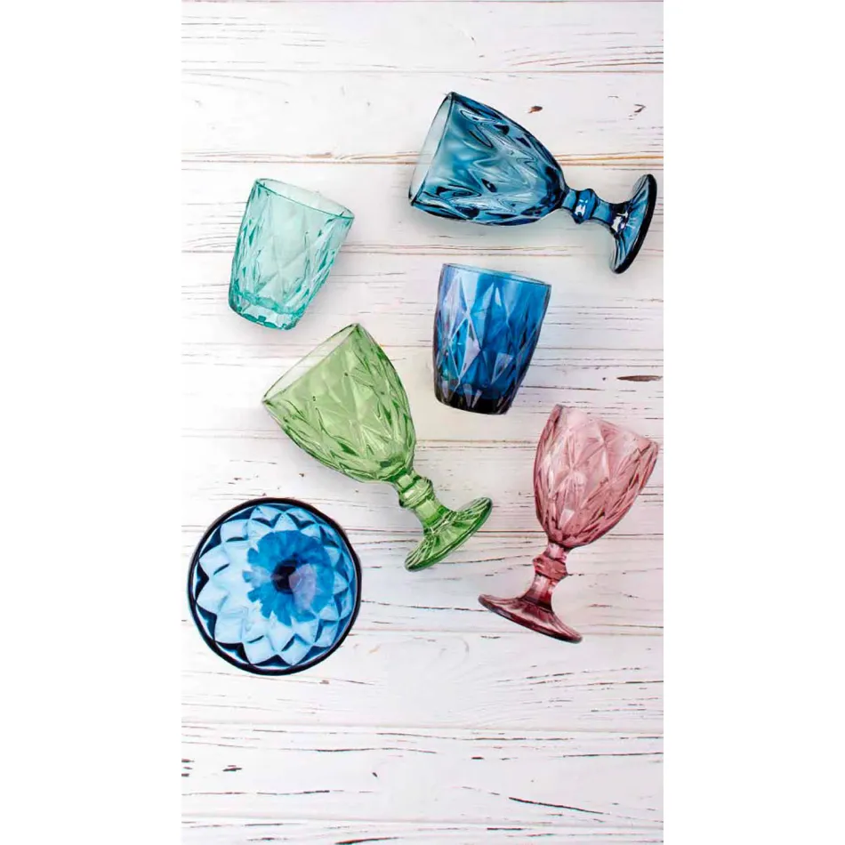 Tumia LAC Bicchierino Per Tequila Fatto A Mano In Vetro Riciclato, Bordo Blu, 60 Ml, Lavabile In Lavastoviglie