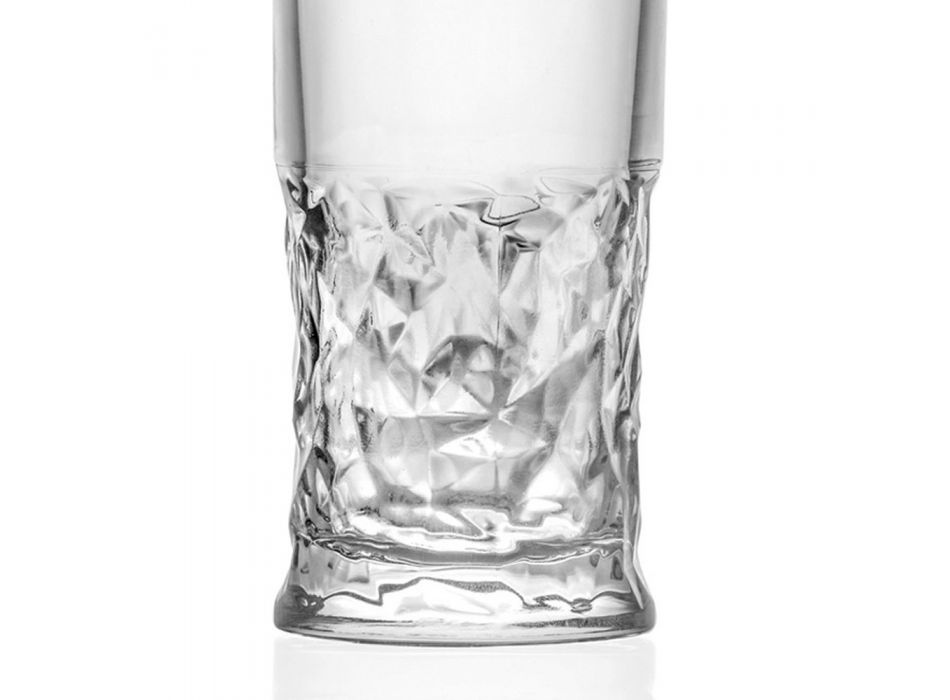 Servizio Bicchieri Highball in Eco Cristallo Decoro Squadrato 12 Pz - Ritmo Viadurini