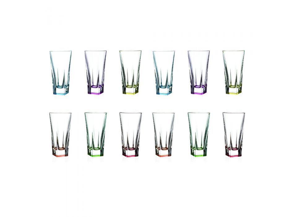 Servizio Bicchieri Tumbler Alti Cristallo Eco Colorato 12 Pezzi - Amalgama Viadurini