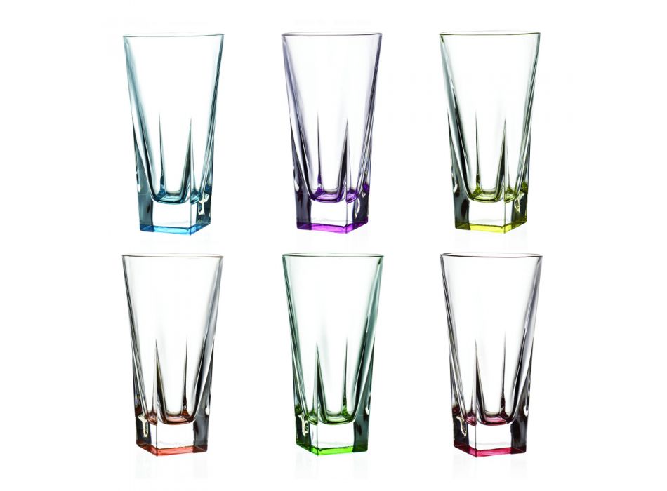 Servizio Bicchieri Tumbler Alti Cristallo Eco Colorato 12 Pezzi - Amalgama Viadurini