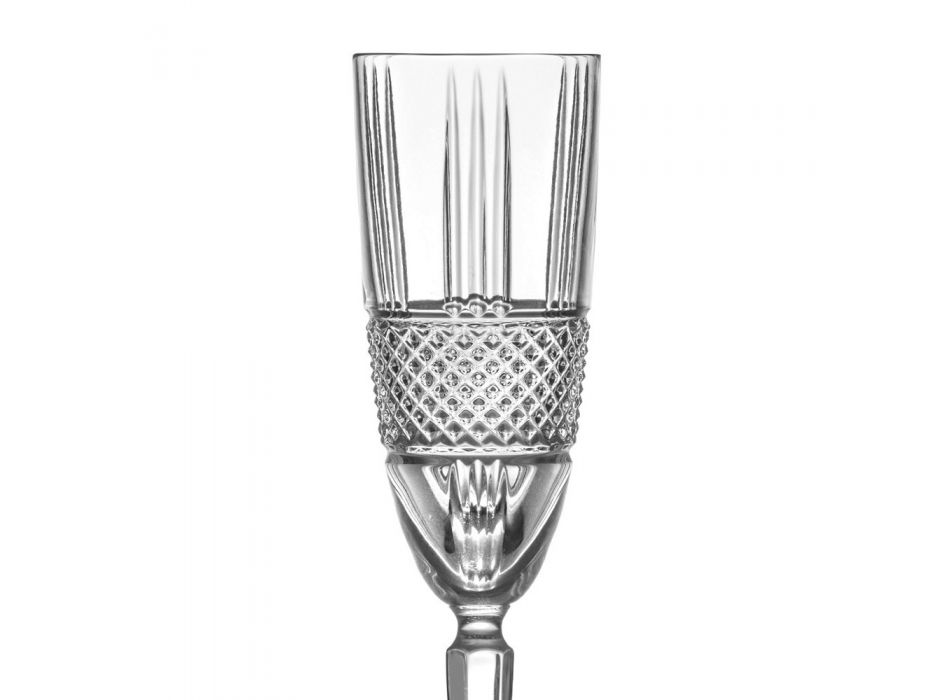 Servizio Calici Flute da Champagne in Eco Cristallo Decoro 12 Pz - Brioso Viadurini