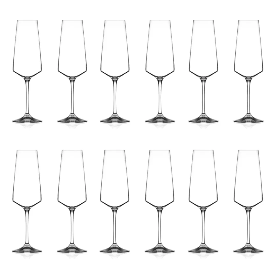 Servizio Calici Flute da Vino in Cristallo Ecologico Minimale 12 Pz - Etera Viadurini