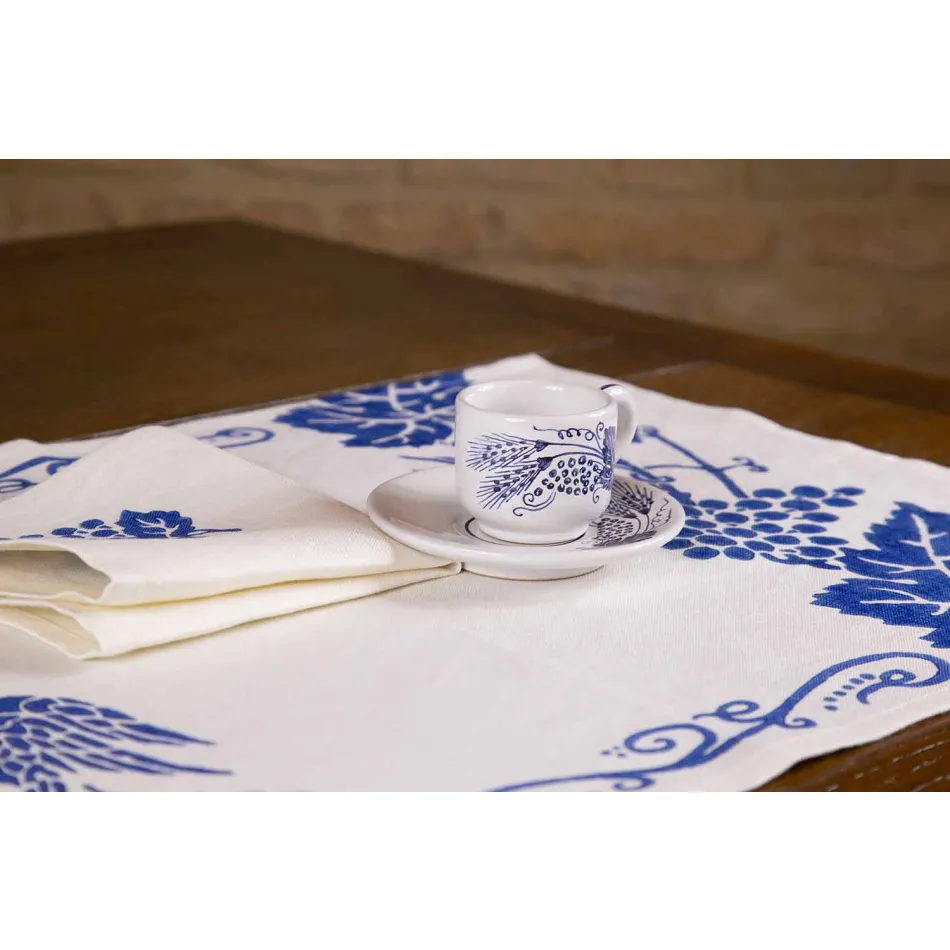 Servizio Colazione Artigianale Italiano Stampa a Mano su Tessuti Antichi -Marchi Viadurini