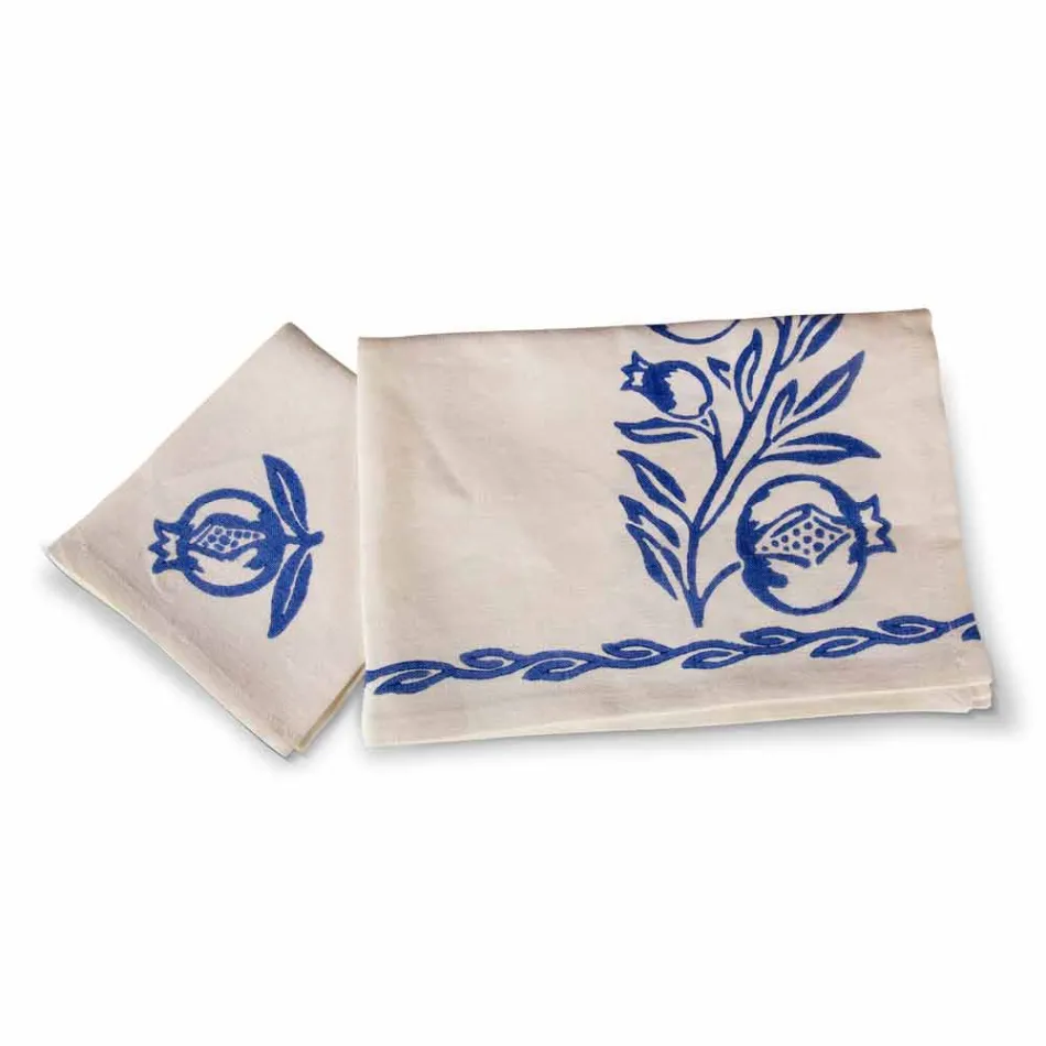 Servizio Colazione Artigianale Italiano Stampa a Mano su Tessuti Antichi -Marchi Viadurini