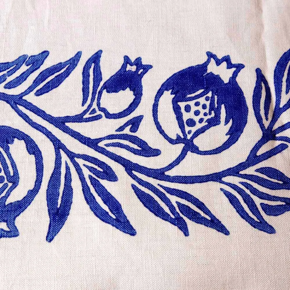 Servizio da Colazione in Lino con Stampa Artigianale a Mano Pezzo Unico - Marchi Viadurini