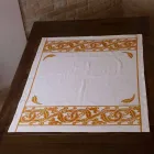 Servizio da Colazione in Lino con Stampa Artigianale a Mano Pezzo Unico - Marchi Viadurini