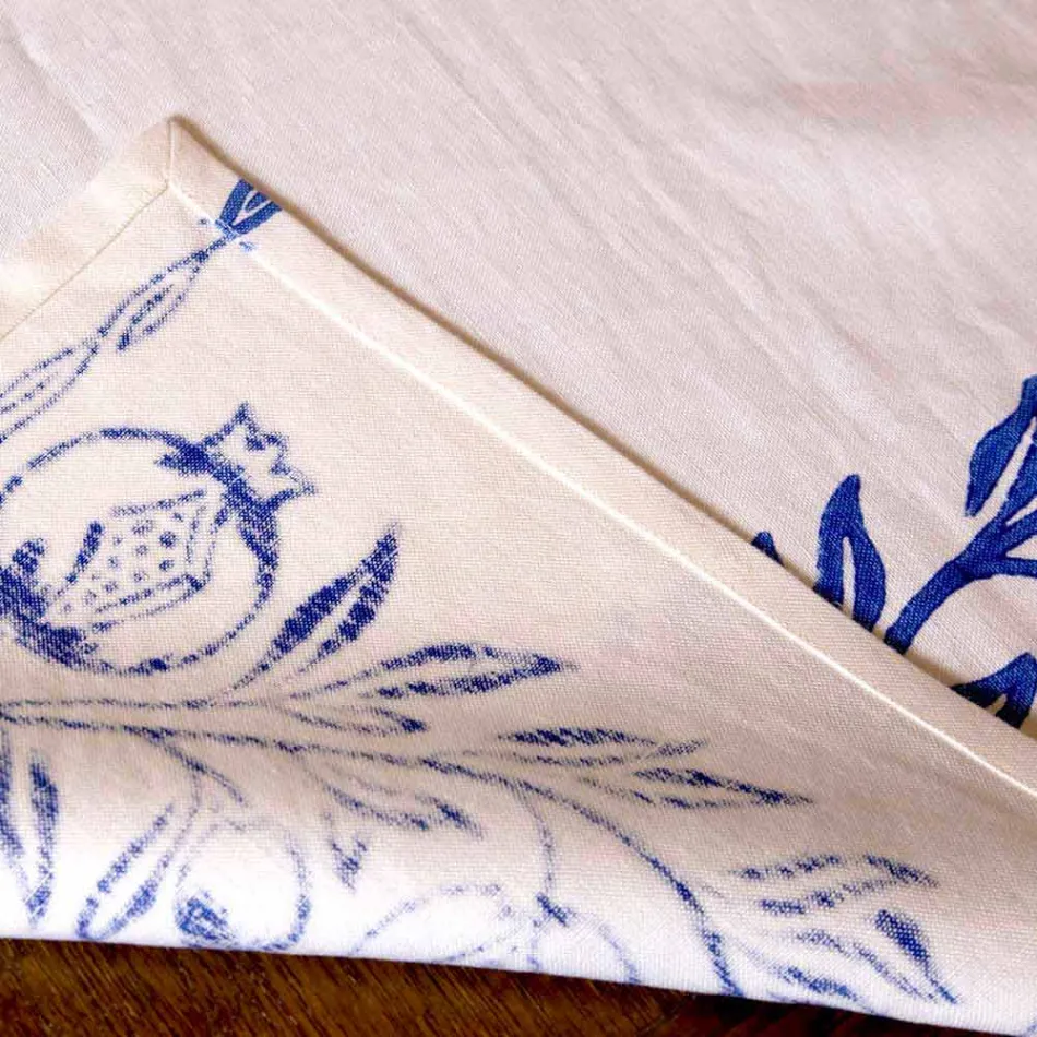 Servizio da Colazione in Lino con Stampa Artigianale a Mano Pezzo Unico - Marchi Viadurini