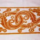 Servizio da Colazione in Lino con Stampa Artigianale a Mano Pezzo Unico - Marchi Viadurini