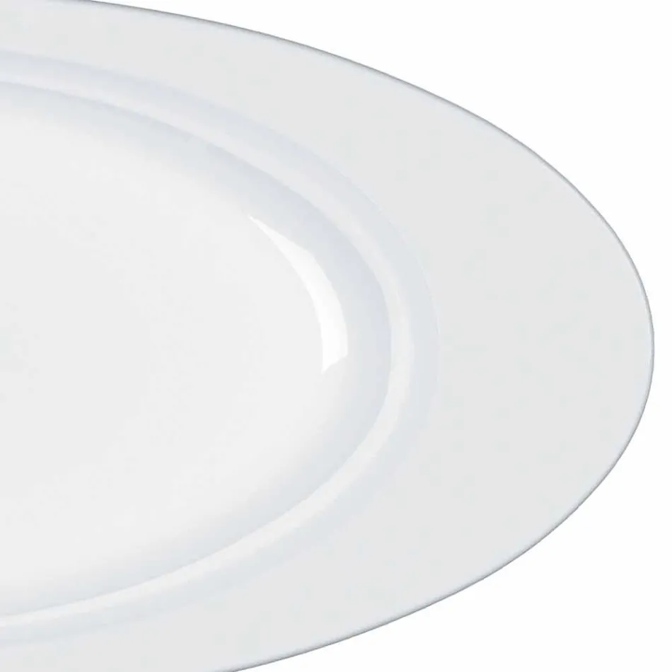 Servizio da Portata Moderno Bianco Porcellana Design Ovale 2 Pezzi - Telescopo Viadurini