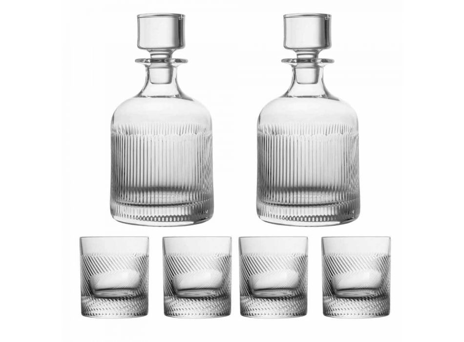 Servizio da Whisky in Cristallo Ecologico Design di Lusso 6 Pezzi - Tattile Viadurini