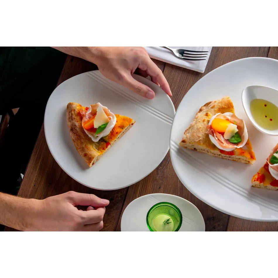 Servizio Piatti Aperitivo Design Moderno in Porcellana Bianca 36 Pezzi - Nalah Viadurini