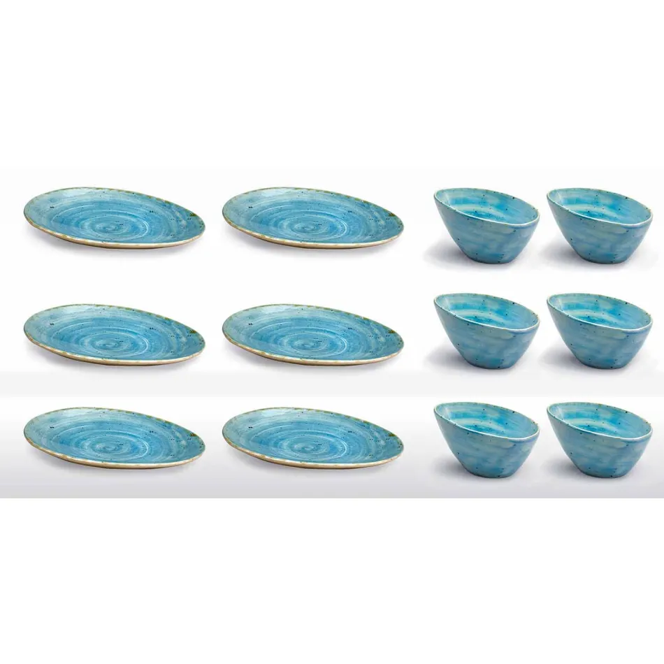 Servizio Piatti da Aperitivo 12 Pezzi in Gres Colorato di Design Moderno - Simba Viadurini