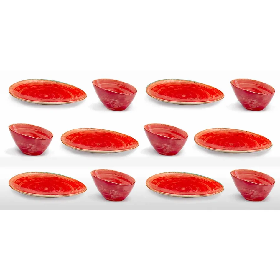 Servizio Piatti da Aperitivo 12 Pezzi in Gres Colorato di Design Moderno - Simba Viadurini