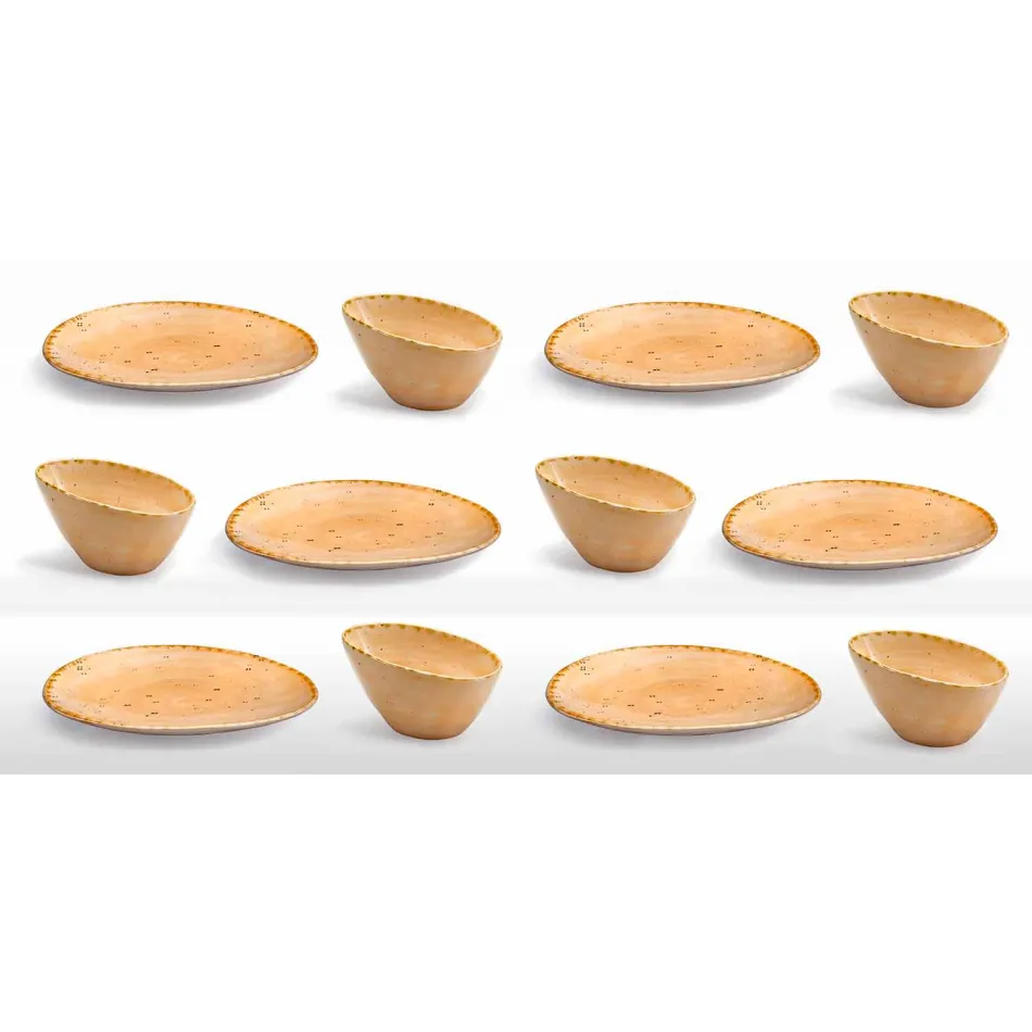 Servizio Piatti da Aperitivo 12 Pezzi in Gres Colorato di Design Moderno - Simba Viadurini