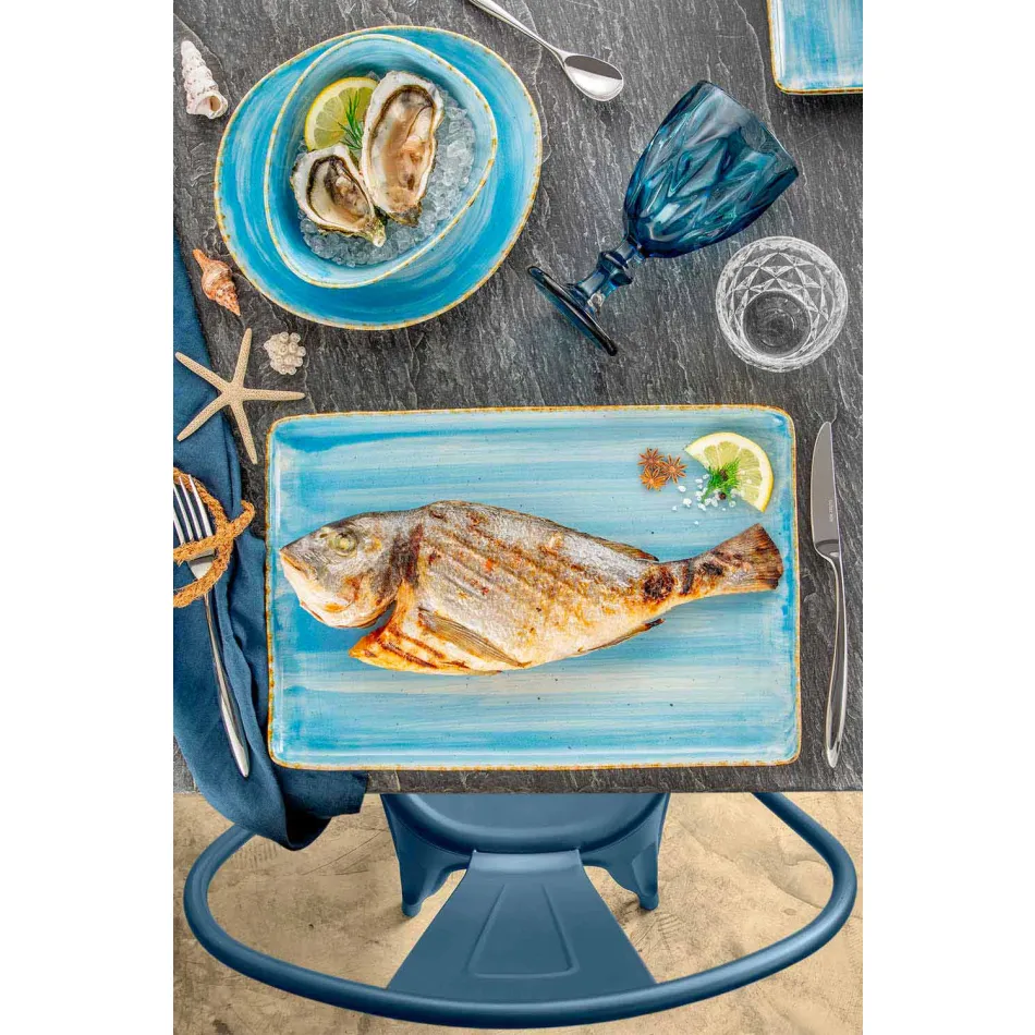 Servizio Piatti da Aperitivo 12 Pezzi in Gres Colorato di Design Moderno - Simba Viadurini