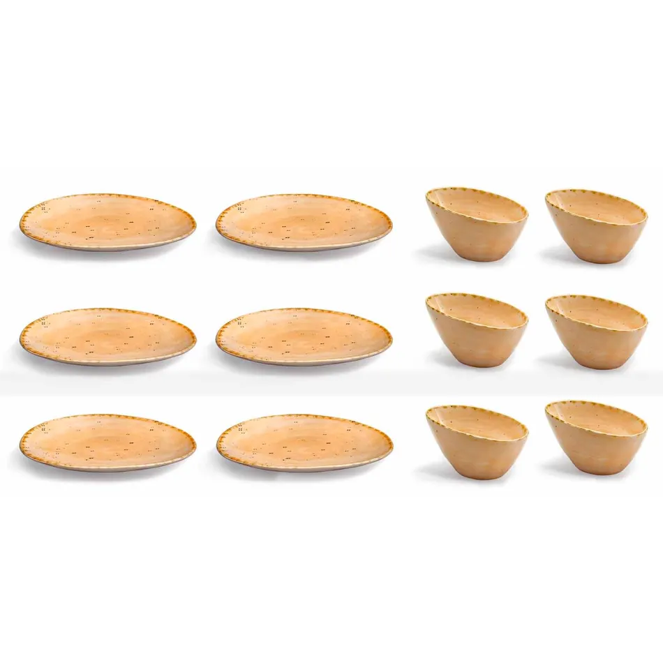 Servizio Piatti da Aperitivo 12 Pezzi in Gres Colorato di Design Moderno - Simba Viadurini