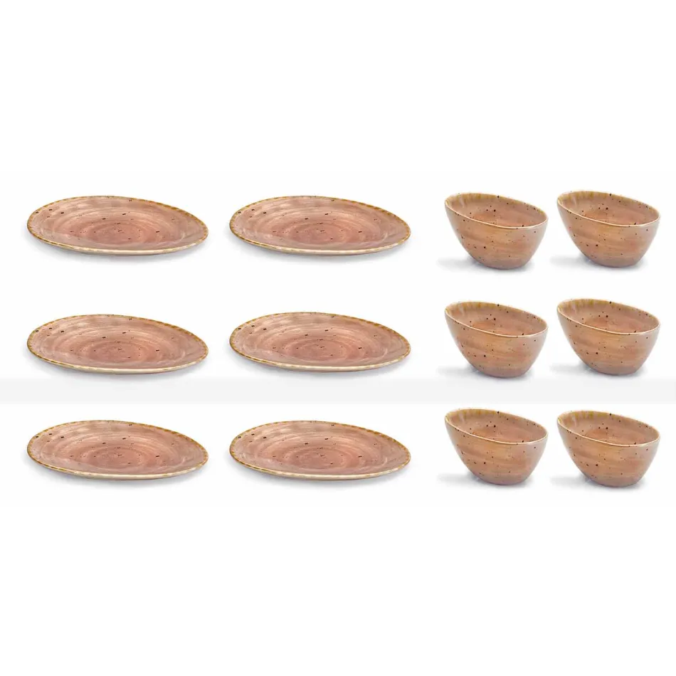 Servizio Piatti da Aperitivo 12 Pezzi in Gres Colorato di Design Moderno - Simba Viadurini