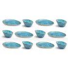 Servizio Piatti da Aperitivo 12 Pezzi in Gres Colorato di Design Moderno - Simba Viadurini